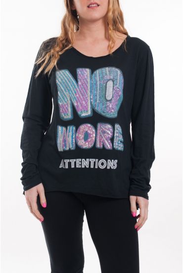 GRANDE TAILLE T-SHIRT NO MORE 6055 NOIR