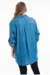 DI GRANDI DIMENSIONI DENIM SHIRT STAMPE 6049 BLU