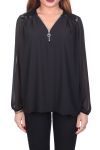 BLUSA DE ENCAJE ZIP 5089 NEGRO