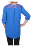 T-SHIRT ZIPPE DOS DENTELLE C4011 BLEU ROYAL