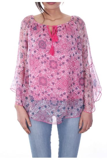 TUNIC CLOAK PRINTED 7022 FUCHSIA