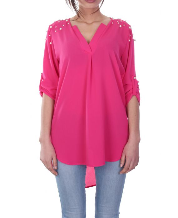 TUNIC BEADED 7024 FUSHIA