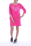 KLEID, TUNIKA, HERZEN, PERLEN 7045 FUSHIA