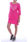 KLEID, TUNIKA, HERZEN, PERLEN 7045 FUSHIA