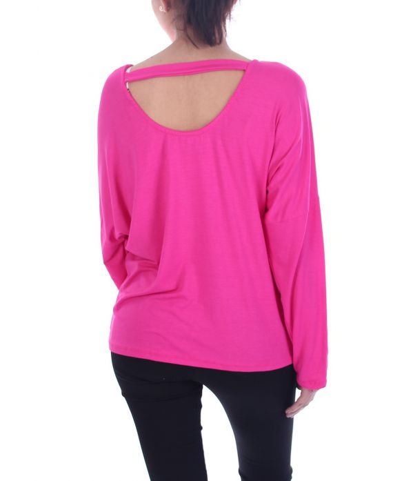 T-SHIRT BEADED OPEN BACK 7056 FUSHIA