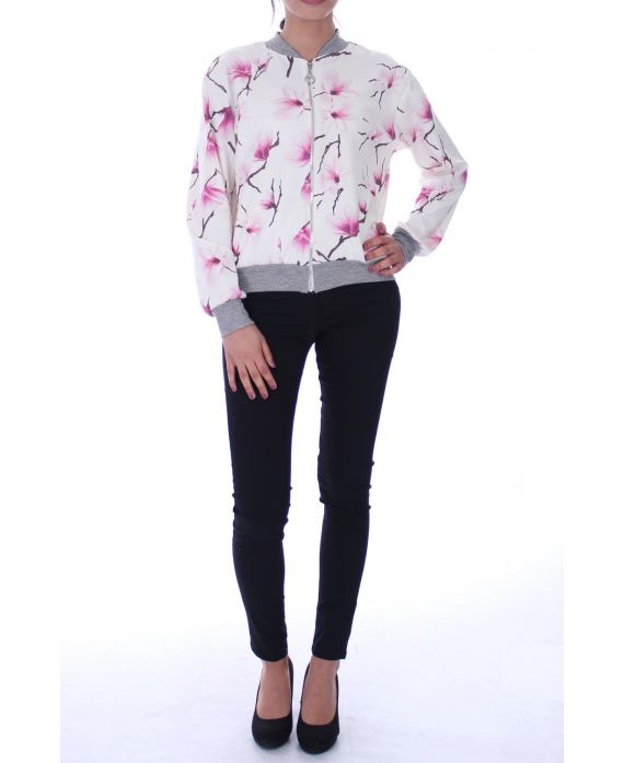 BOMBER FLEURI 9005 BLANC