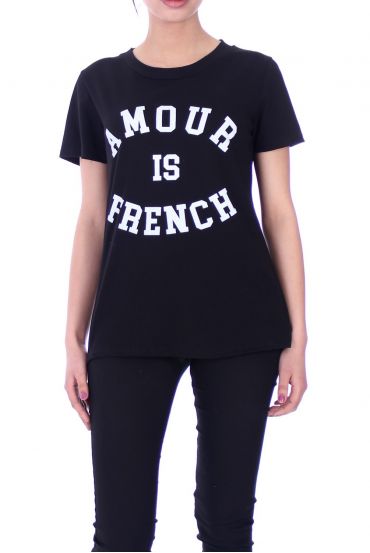 T-SHIRT AMOUR IS FRENCH 9008 NOIR