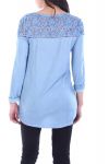 T-SHIRT in PIZZO PAILLETEE S9076 BLU