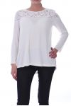 T-SHIRT in PIZZO PAILLETEE S9076 BIANCO