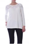 T-SHIRT in PIZZO PAILLETEE S9076 BIANCO