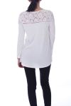 T-SHIRT in PIZZO PAILLETEE S9076 BIANCO