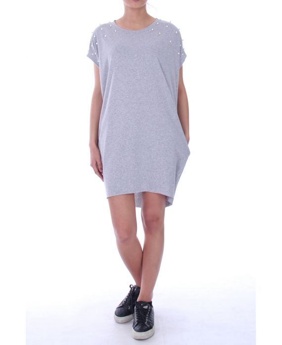 ROBE TUNIQUE PERLES 9039 GRIS