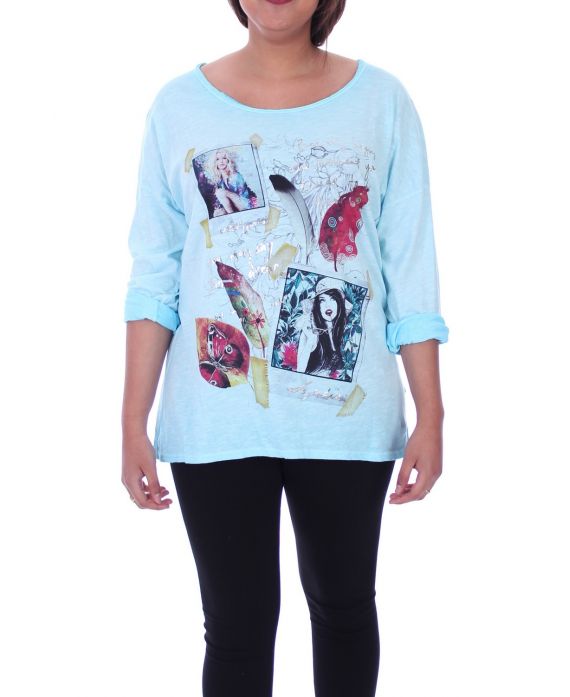 LARGE SIZE T-SHIRT PRINTS 6056 BLUE