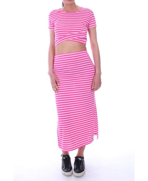 CONJUNTO DE TOP + FALDA 9062 FUSHIA