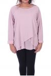 GRANDE TAILLE TUNIQUE DRAPEE EFFET BRILLANT 4520 ROSE