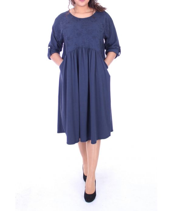 GRANDE TAILLE ROBE 2 POCHES 6051 MARINE