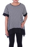 GRANDE TAILLE TUNIQUE RAYEE 9090 NOIR
