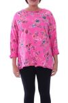 DI GRANDI DIMENSIONI T-SHIRT STAMPA FIORI 6069 FUSHIA