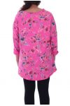 LARGE SIZE T-SHIRT PRINT FLOWERS 6069 FUSHIA