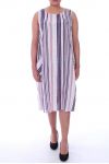 GRANDE TAILLE ROBE LIN 2 POCHES 9106 ROSE