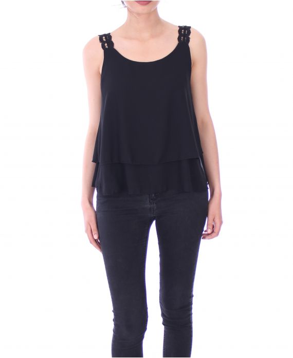 TOP A BRETELLES DENTELLE 9109 NOIR