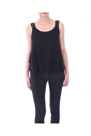 TOP A BRETELLES DENTELLE 9109 NOIR