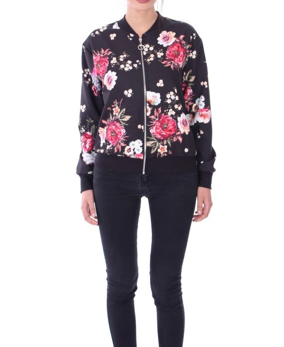 BOMBER FLEURI 9005 NOIR