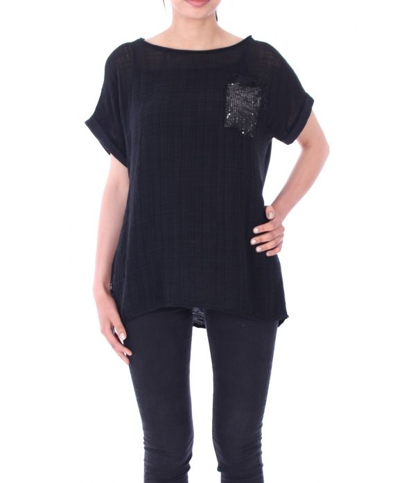 TOP POCHE PAILLETEE 9135 NOIR