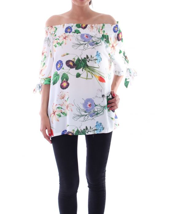 TOP FLEURI 9161 BLANC