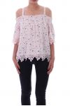 TOP A FLEURS ET DENTELLE 9145 ROSE