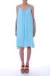 ROBE BRETELLES A FLEURS 0017 AZUR
