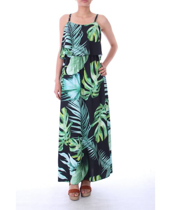 ROBE LONGUE IMPRIME TROPICAL 0003 NOIR