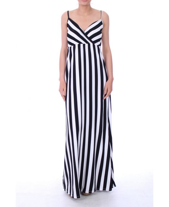 ROBE LONGUE RAYEE 0004 NOIR