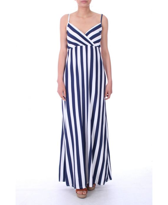 ROBE LONGUE RAYEE 0004 MARINE