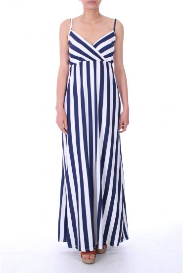 ROBE LONGUE RAYEE 0004 MARINE