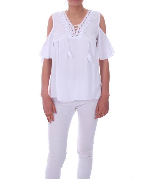 TOP ENCOLURE A LACETS 0043 BLANC