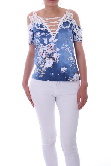 TOP EMPIECEMENT LACE 0047 BLUE