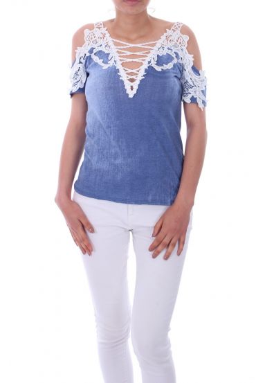 TOP EMPIECEMENT LACE 0049 BLUE