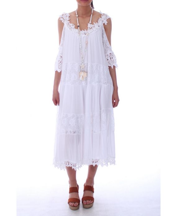 ROBE EMPIECEMENT DENTELLE 0013 BLANC - BOHEME