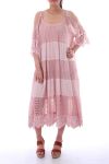 ROBE EMPIECEMENT DENTELLE 0037 ROSE - BOHEME