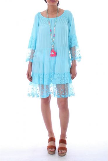 TUNIC DRESS LACE 0051 BLEU - BOHEME