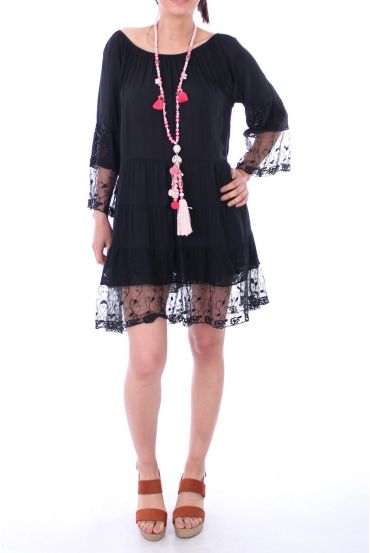 TUNIC DRESS LACE 0051 NOIR - BOHEME