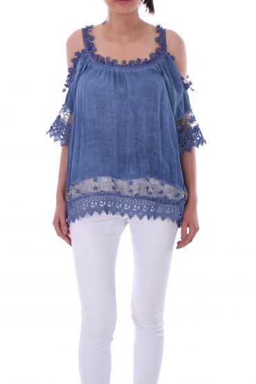 TUNIC LACE GOLDEN 0042 BLUE JEANS - BOHEME