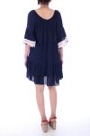 ROBE A POMPONS 0055 BLEU MARINE - BOHEME