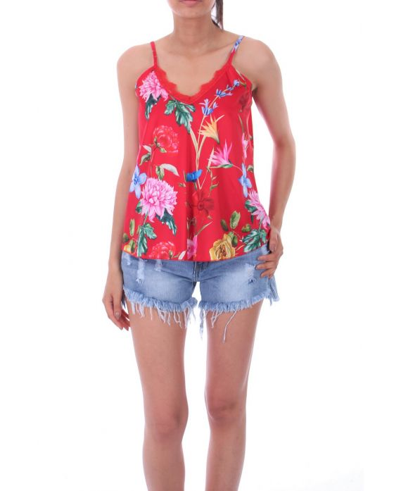 CAMISOLA FLORAL 0103 ROJO