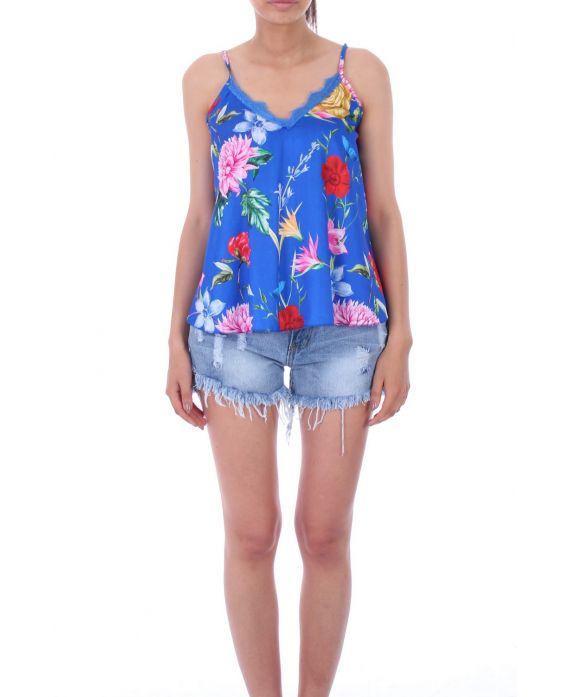 CAMISOLA FLORAL 0103 AZUL REAL