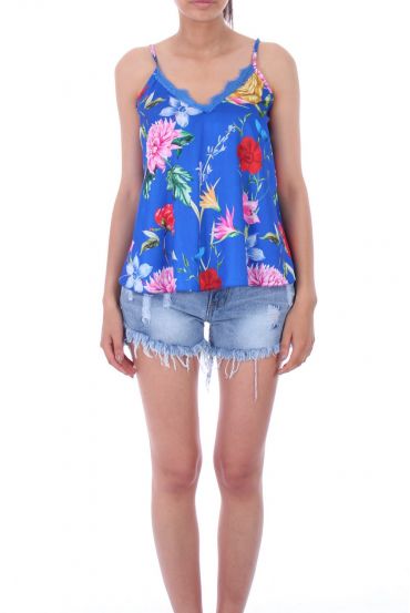 CAMISOLA FLORAL 0103 AZUL REAL