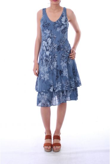 DRESS PRINTED 0072 BLUE