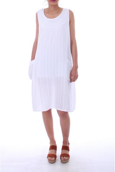 LINEN DRESS 0073 WHITE