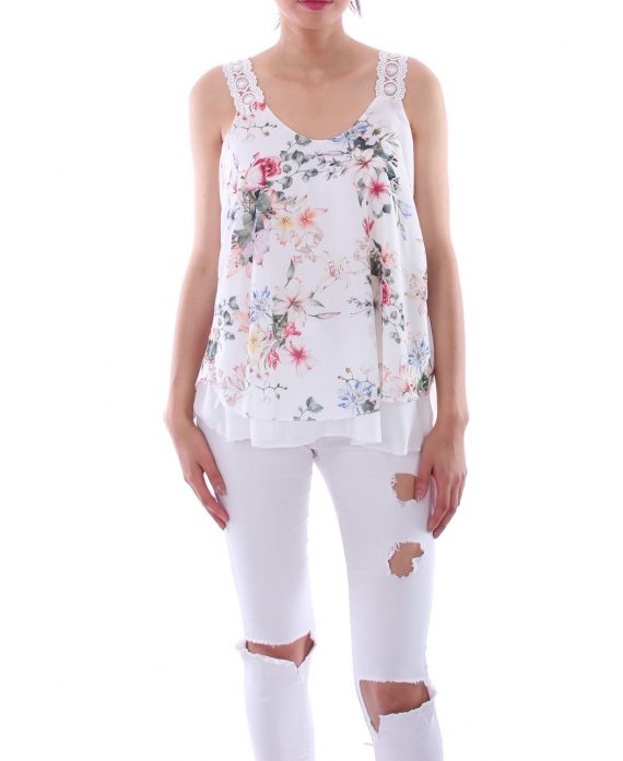 TOP KANT EN BLOEMEN 0086 WIT